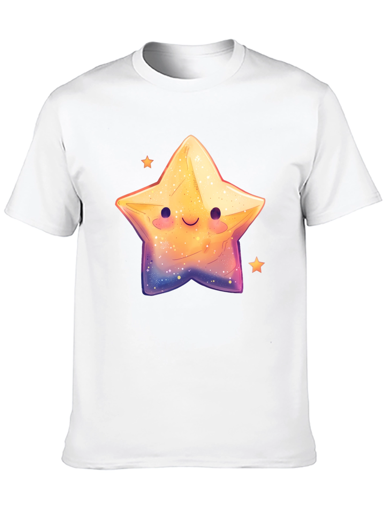 Cute Smiling Star Graphic Tee - Black
