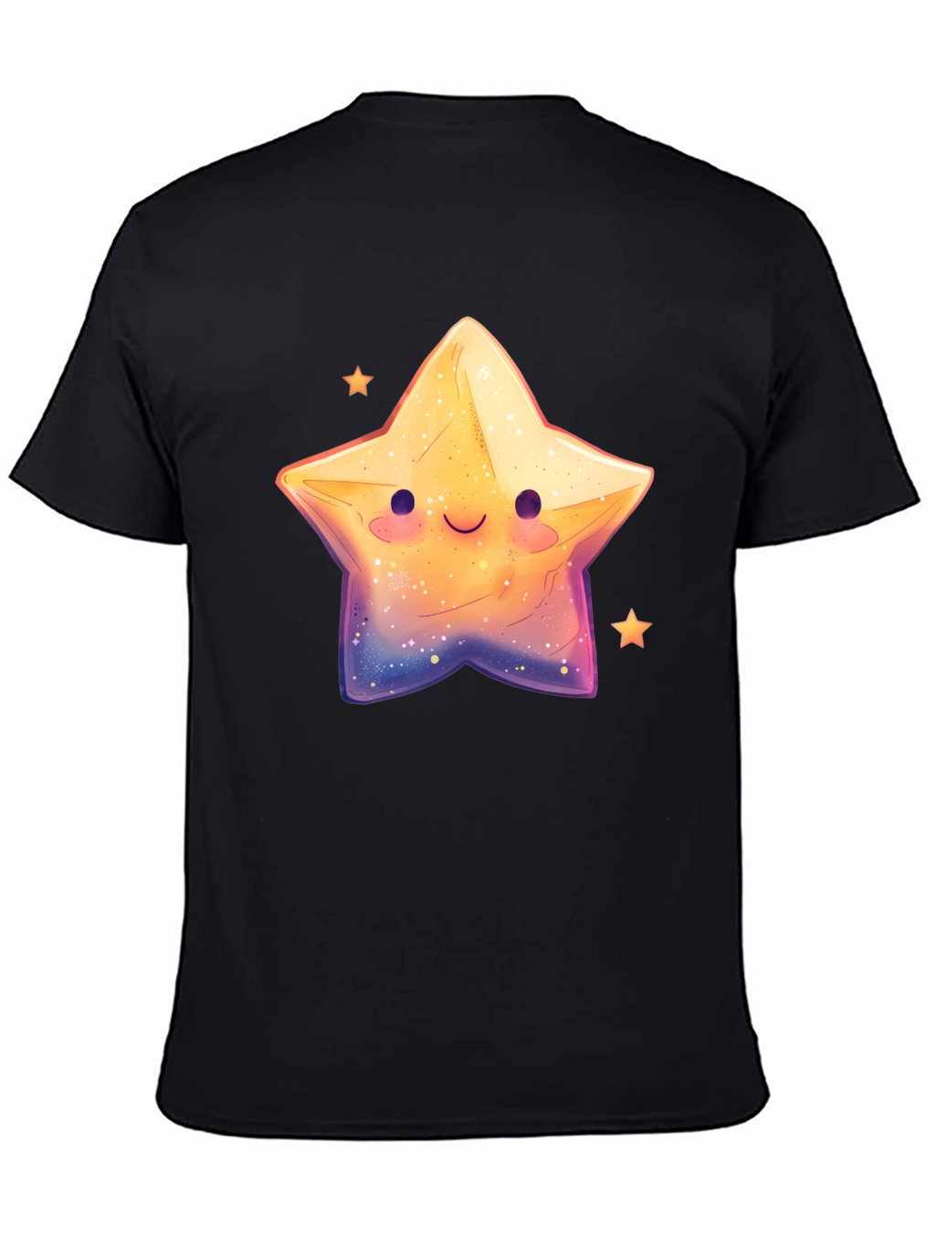 Cute Smiling Star Graphic Tee - Black