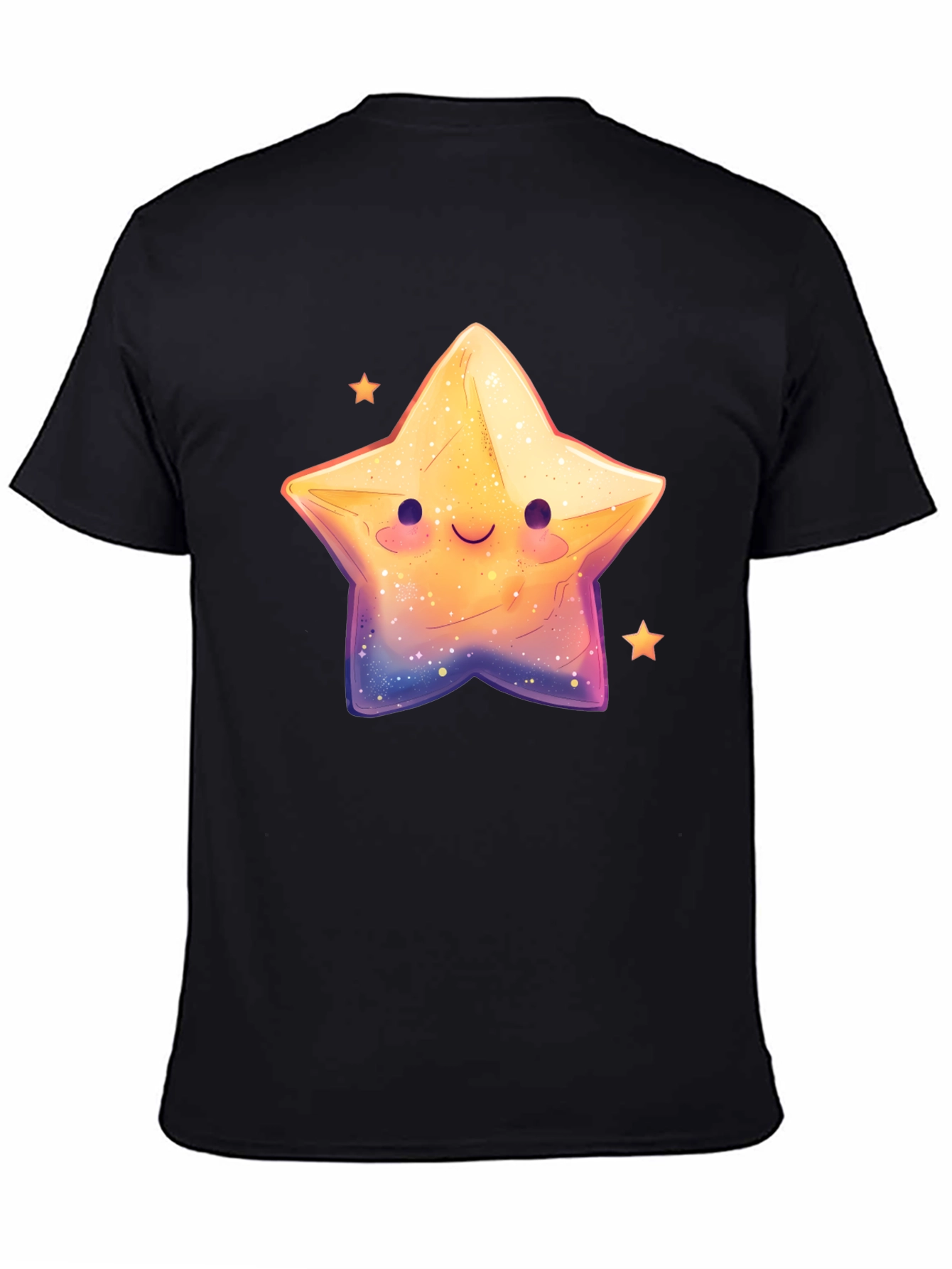 Cute Smiling Star Graphic Tee - Black