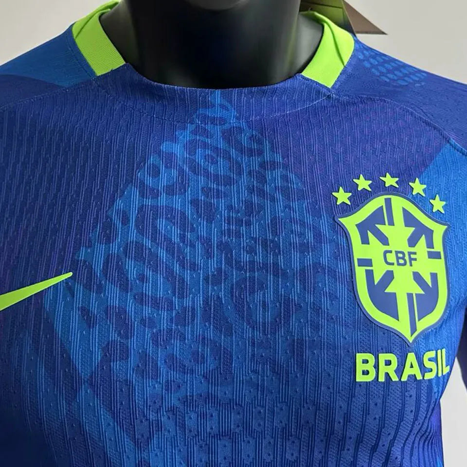 2025/26 Brazil Away Blue Player Version Long Sleeve Soccer Jersey Detail 1