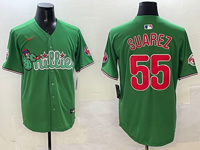 Men's Philadelphia Phillies Ranger Suarez #55 Green Replica Team Jerseys