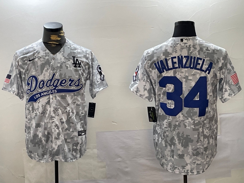 Men's Los Angeles Dodgers Fernando Valenzuela #34 Arctic Camo 2024 Salute to Service Limited Jerseys