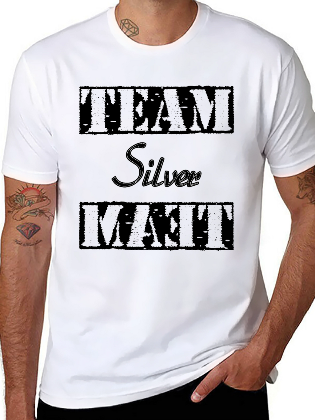 Team Silver Matt T-Shirt - Black Graphic Tee