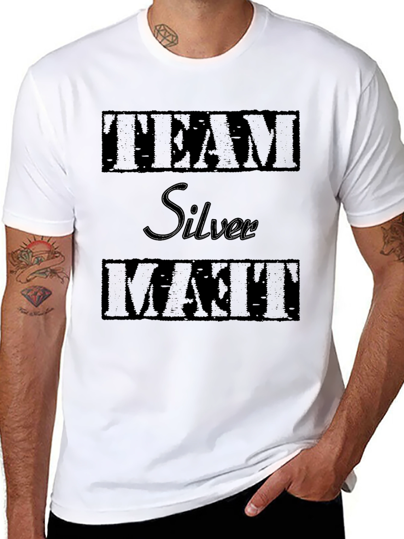 Team Silver Matt T-Shirt - Black Graphic Tee