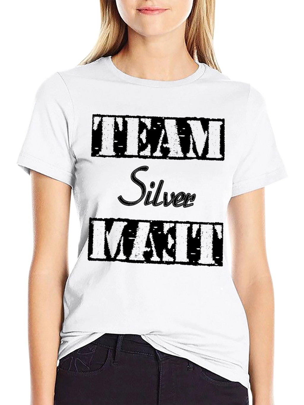 Team Silver Matt T-Shirt - Black Graphic Tee