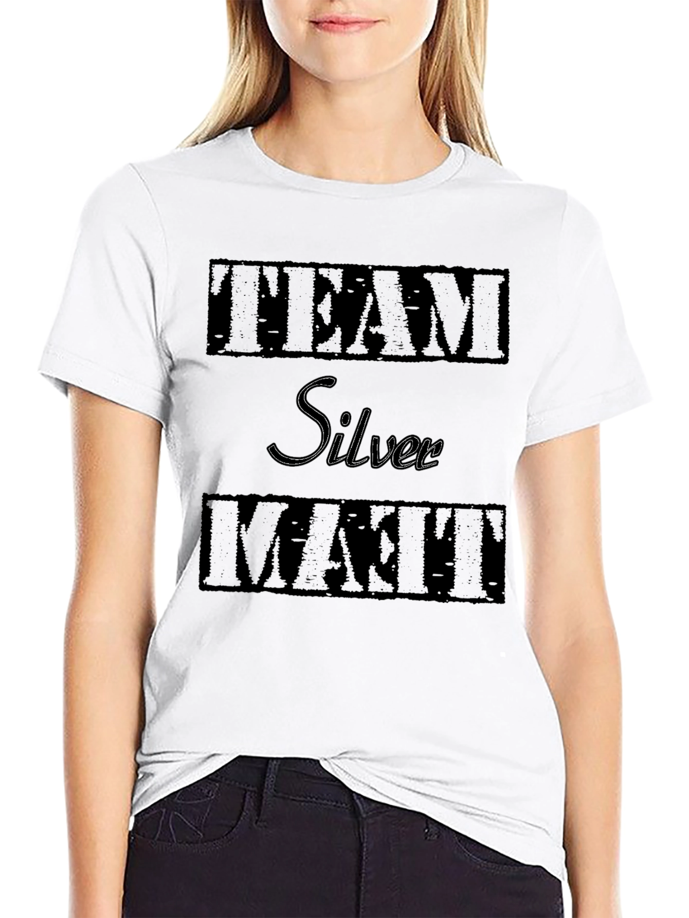 Team Silver Matt T-Shirt - Black Graphic Tee