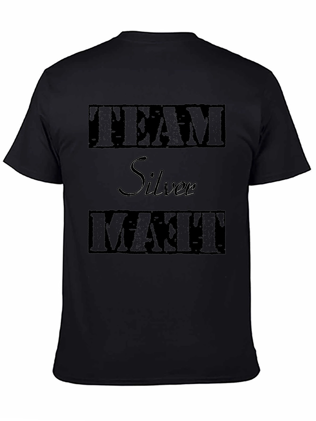 Team Silver Matt T-Shirt - Black Graphic Tee