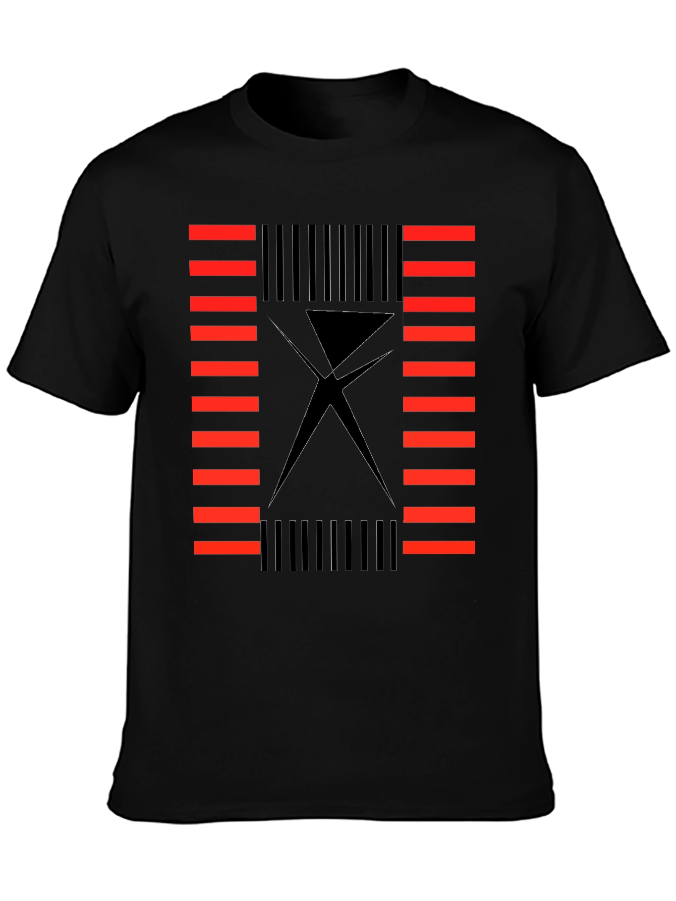 Abstract Geometric Black T-Shirt for Men