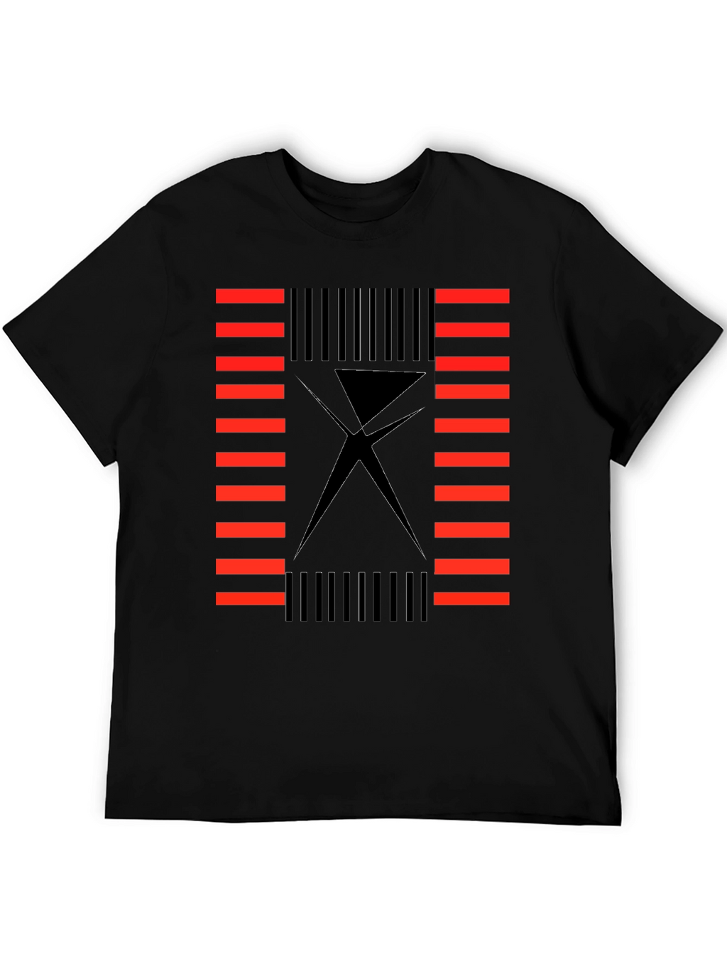 Abstract Geometric Black T-Shirt for Men