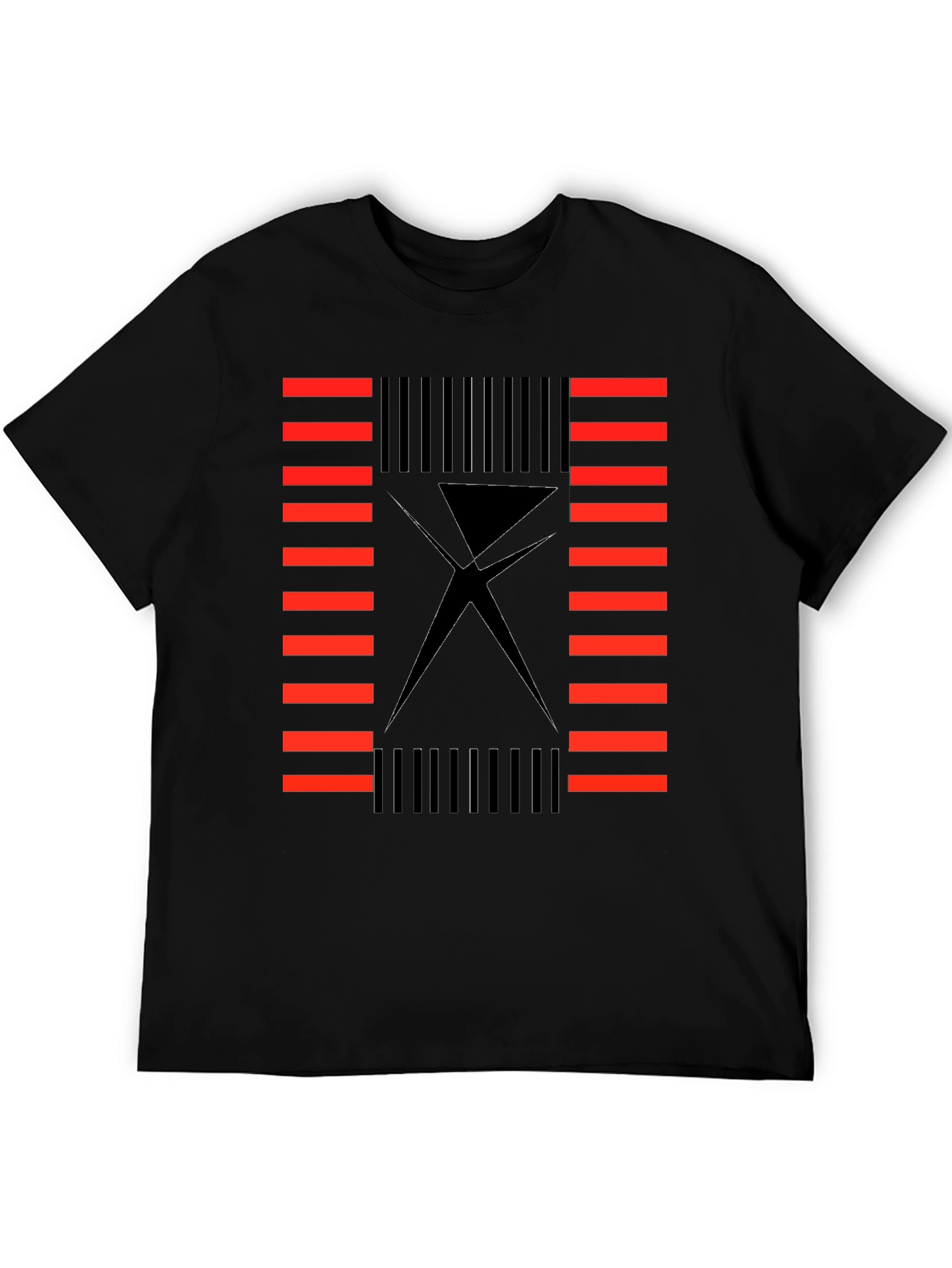 Abstract Geometric Black T-Shirt for Men