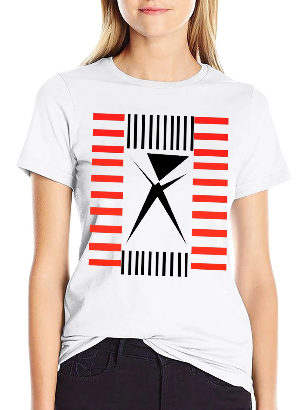 Abstract Geometric Black T-Shirt for Men