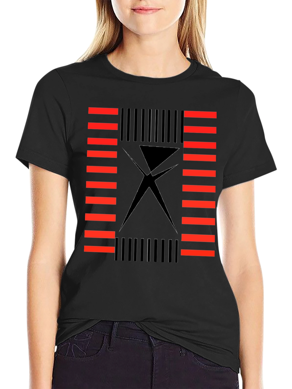 Abstract Geometric Black T-Shirt for Men