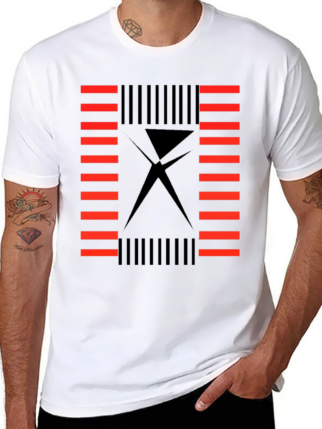 Abstract Geometric Black T-Shirt for Men