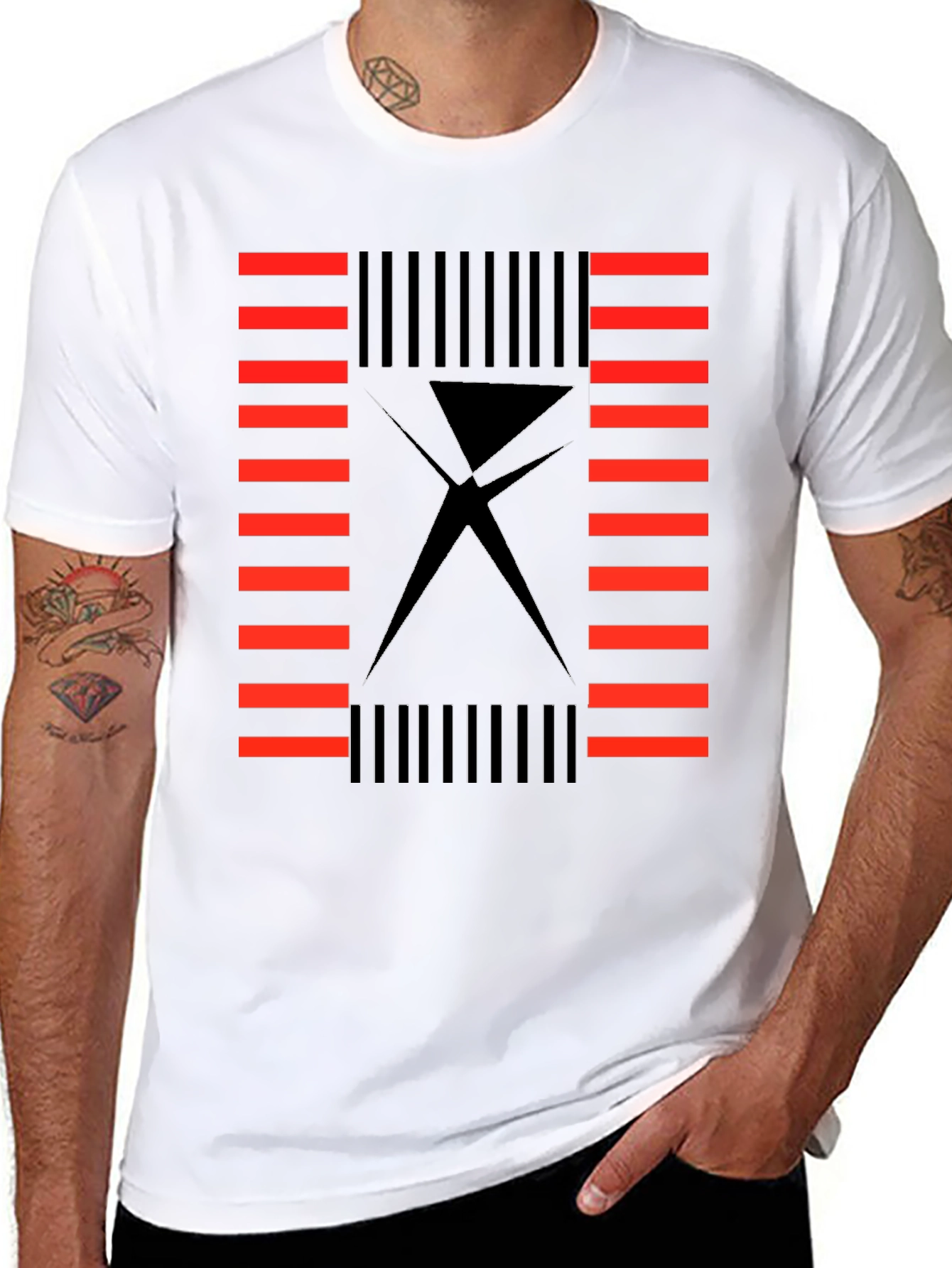 Abstract Geometric Black T-Shirt for Men
