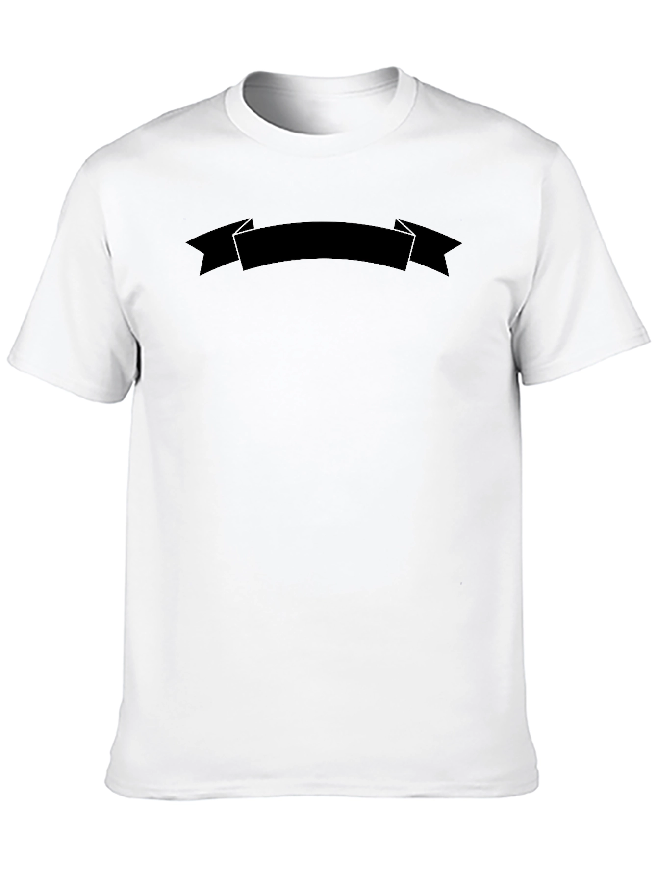 Mens Black Graphic Ribbon Crew Neck T-Shirt