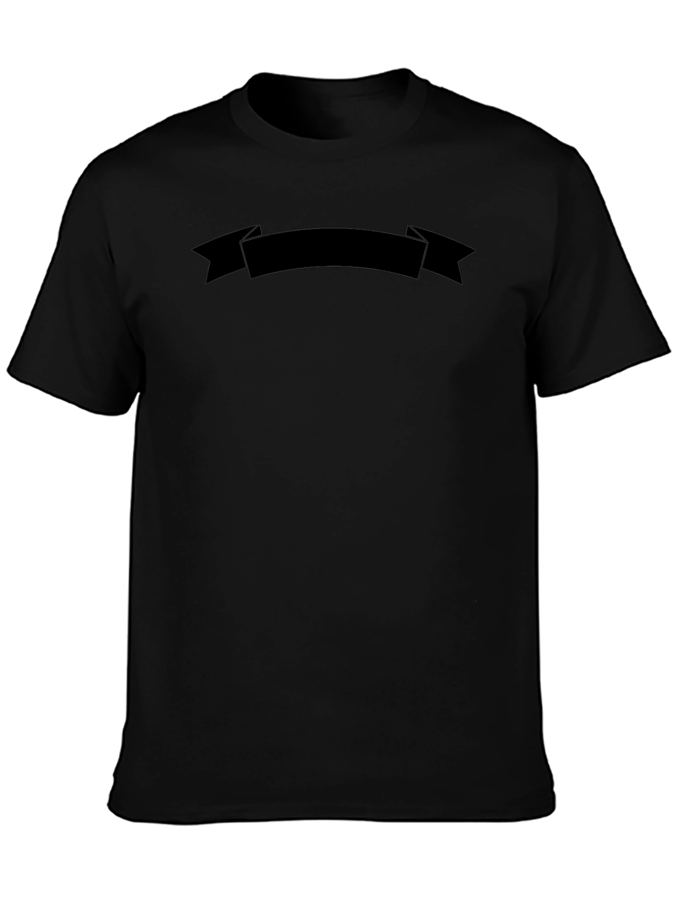 Mens Black Graphic Ribbon Crew Neck T-Shirt