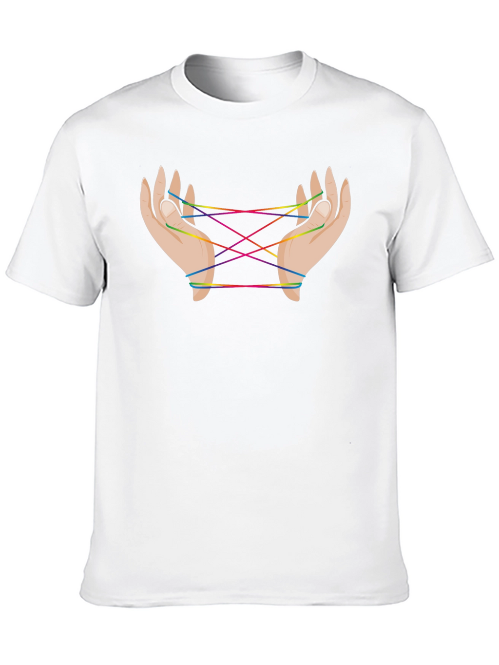 Rainbow String Hands Black Tee