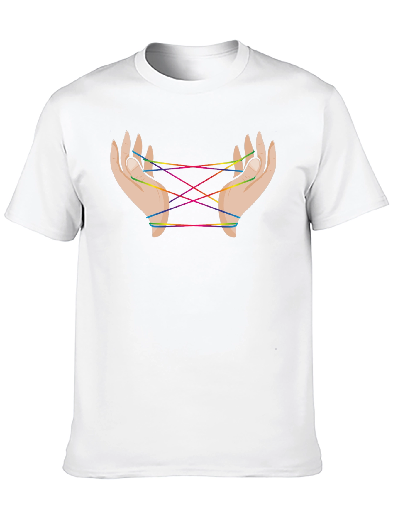 Rainbow String Hands Black Tee