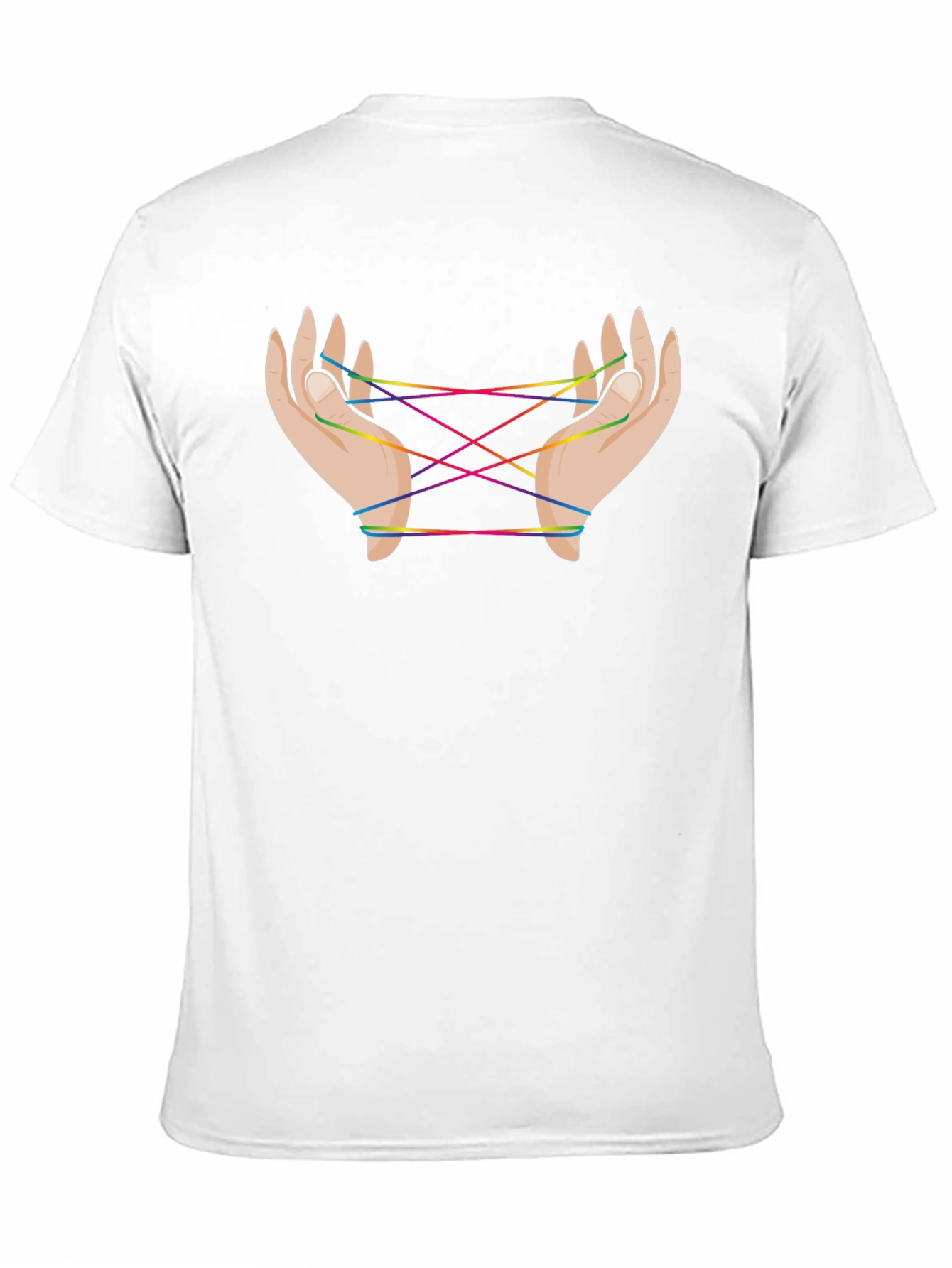 Rainbow String Hands Black Tee