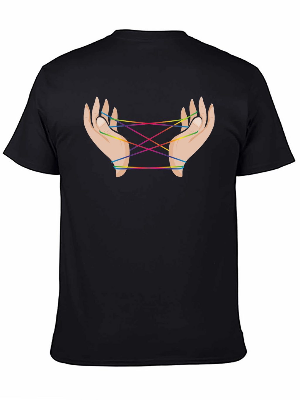 Rainbow String Hands Black Tee
