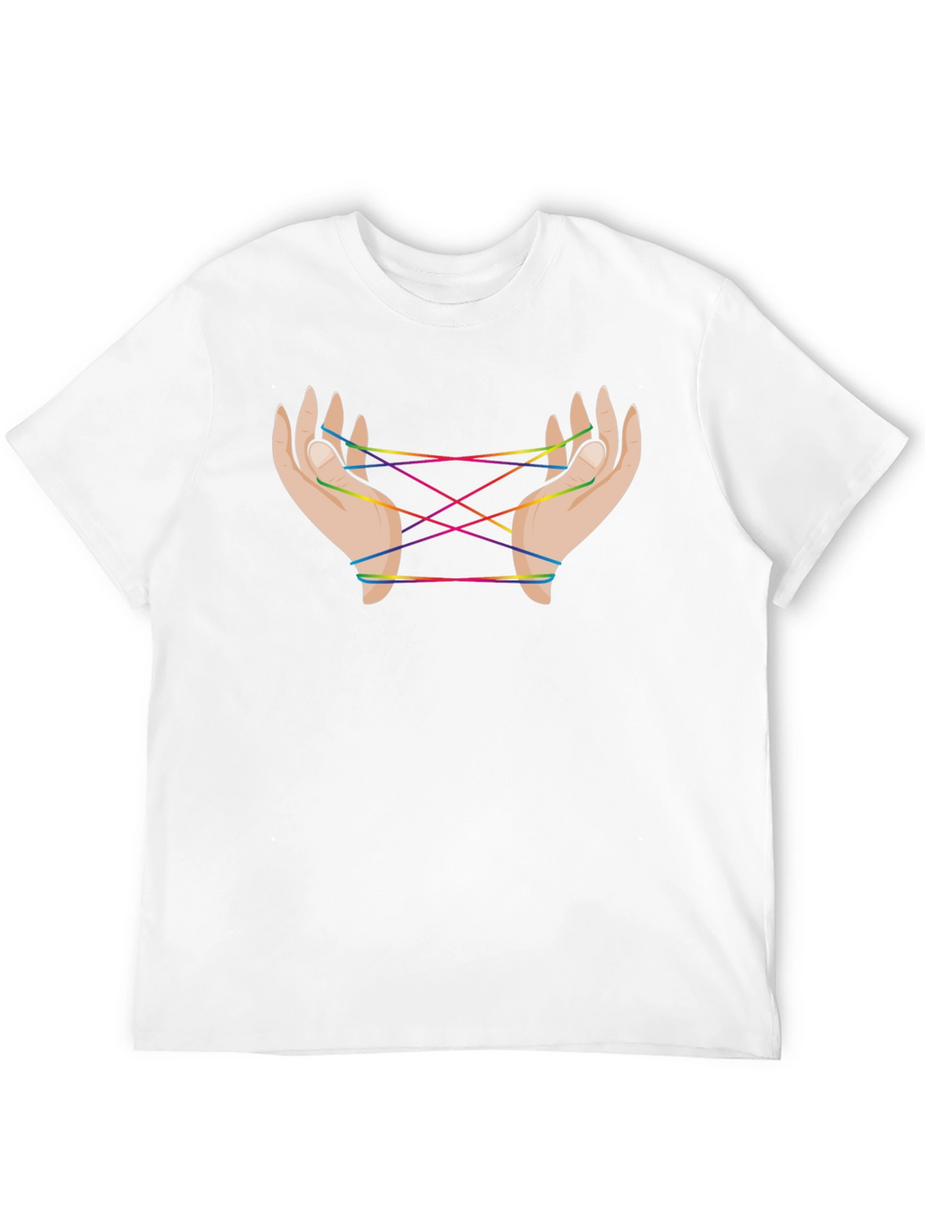 Rainbow String Hands Black Tee
