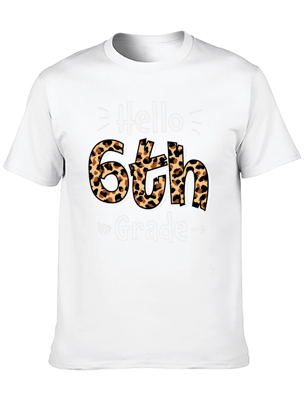Hello 6th Grade Leopard Print T-Shirt
