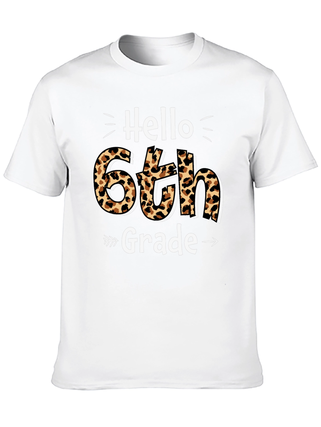 Hello 6th Grade Leopard Print T-Shirt