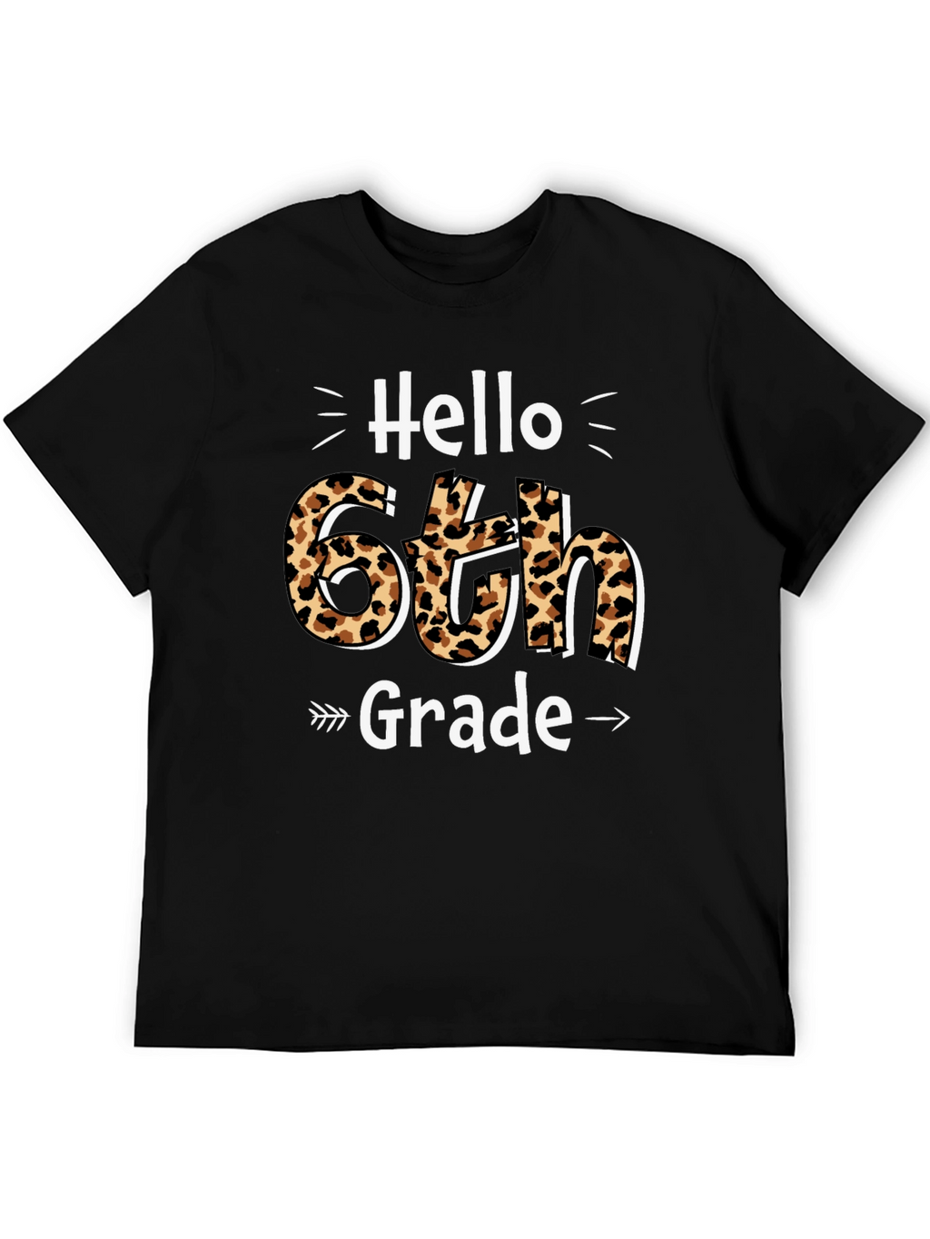 Hello 6th Grade Leopard Print T-Shirt