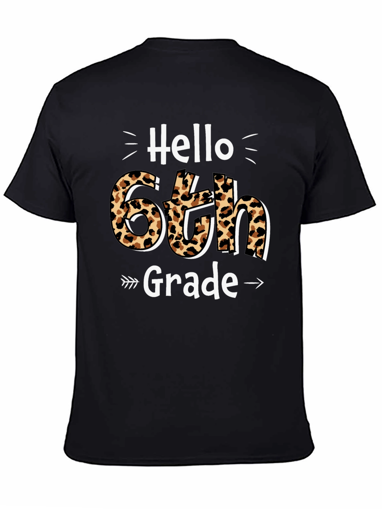 Hello 6th Grade Leopard Print T-Shirt