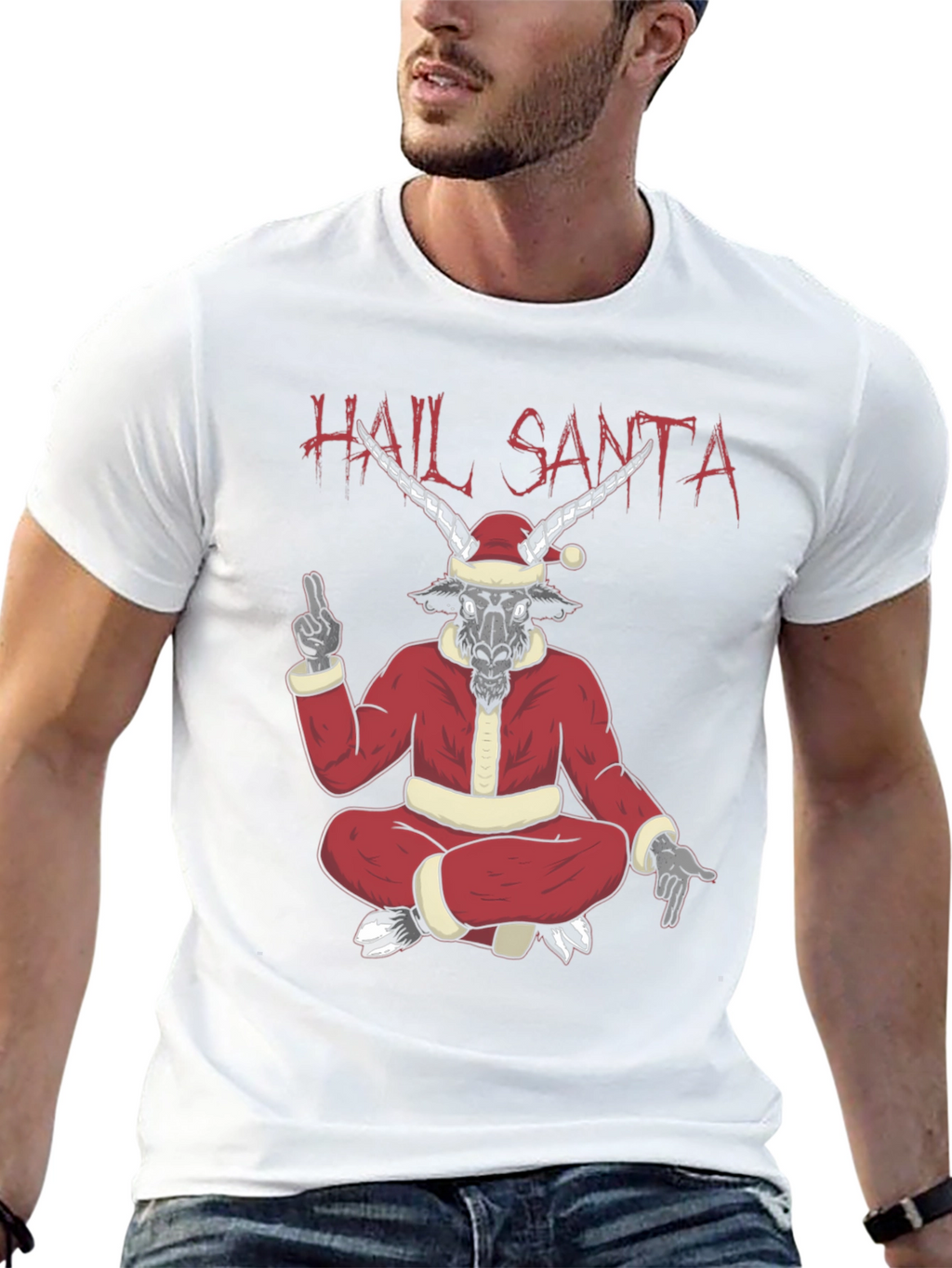 Hail Santa Graphic Tee - Baphomet Christmas T-Shirt