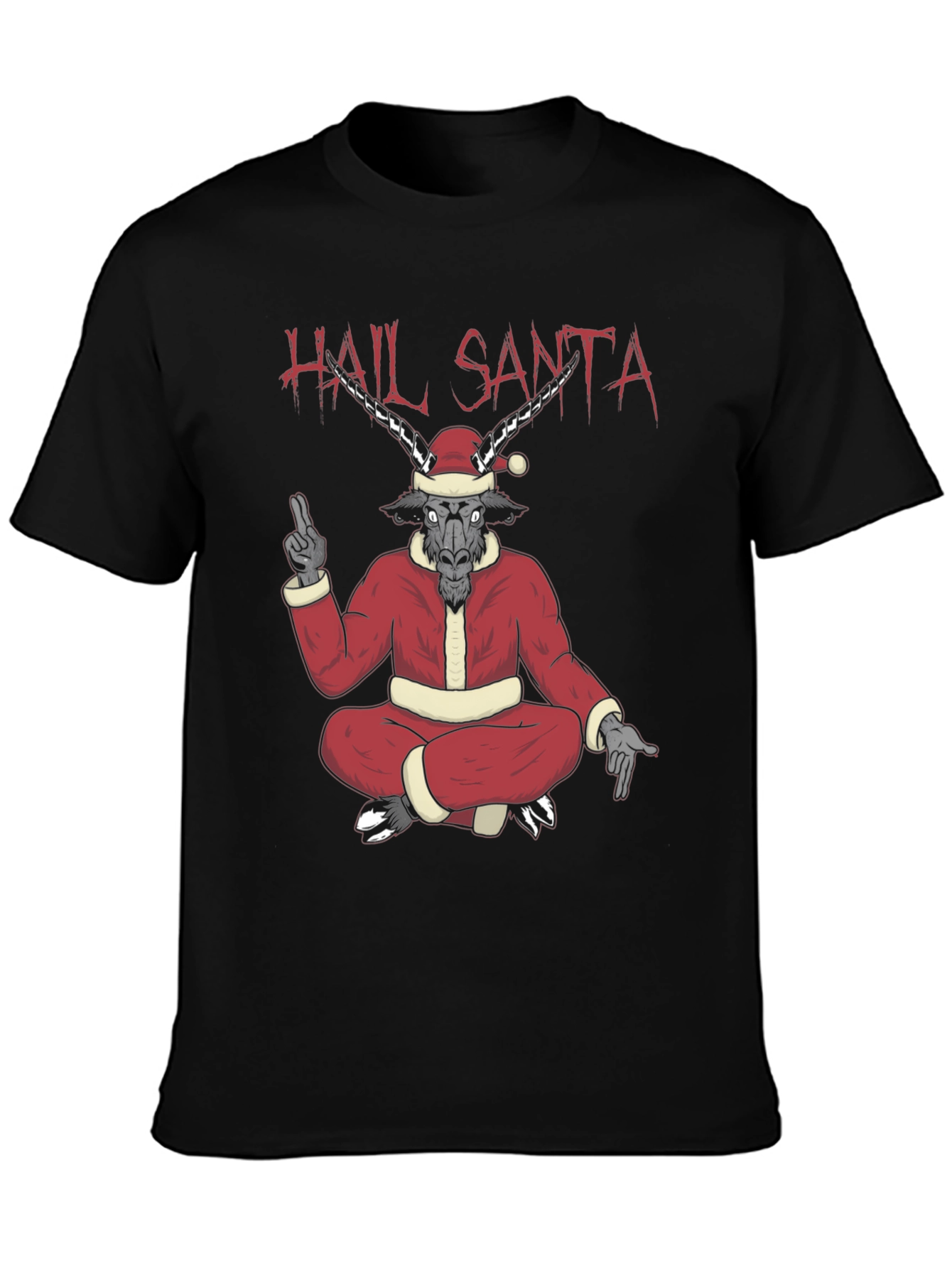 Hail Santa Graphic Tee - Baphomet Christmas T-Shirt