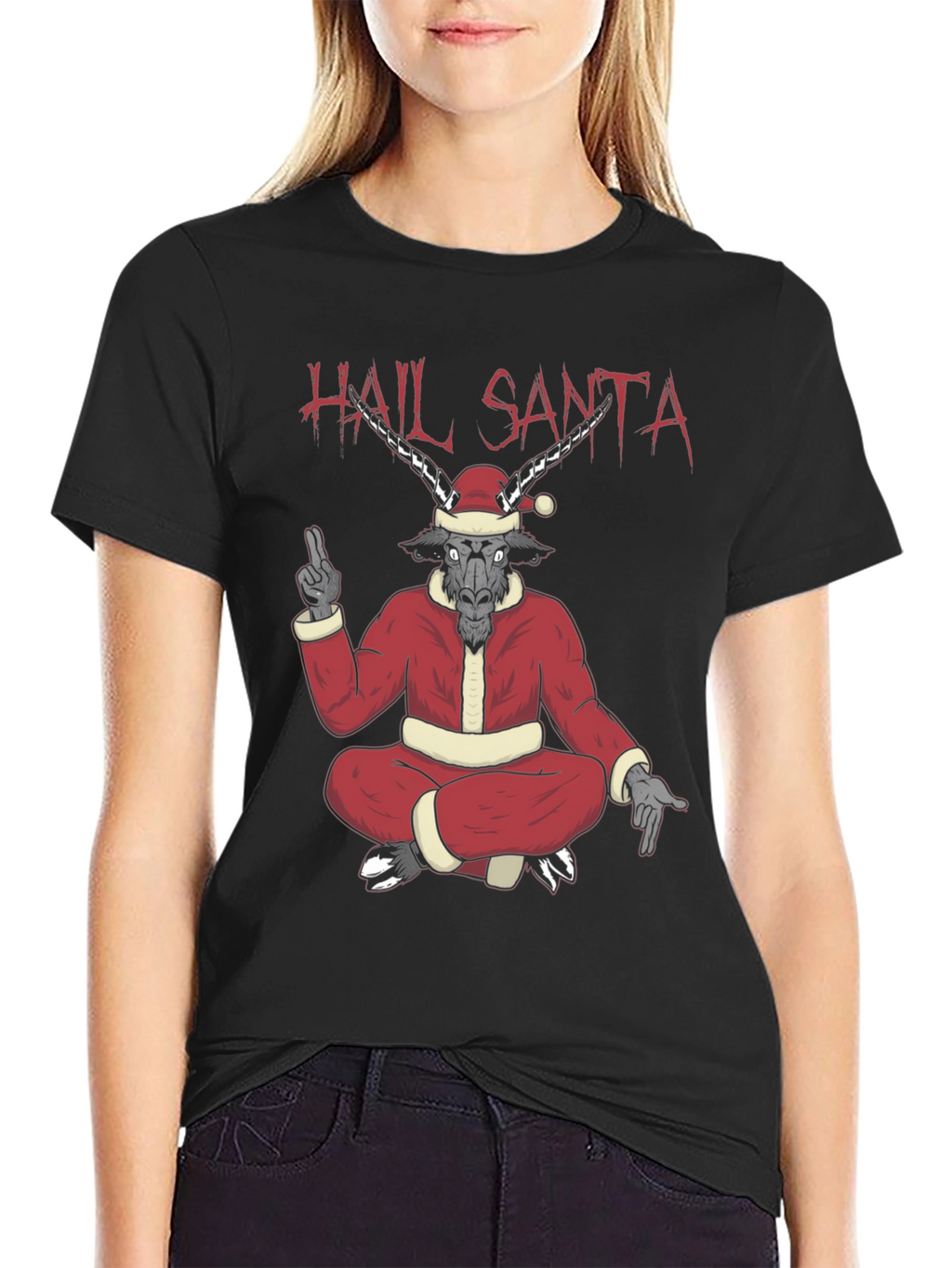 Hail Santa Graphic Tee - Baphomet Christmas T-Shirt