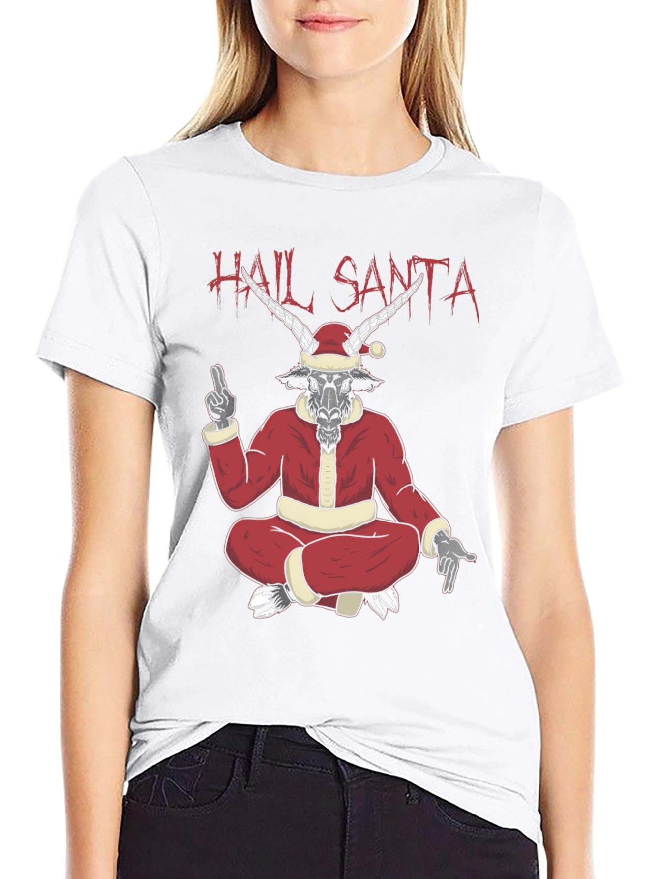 Hail Santa Graphic Tee - Baphomet Christmas T-Shirt