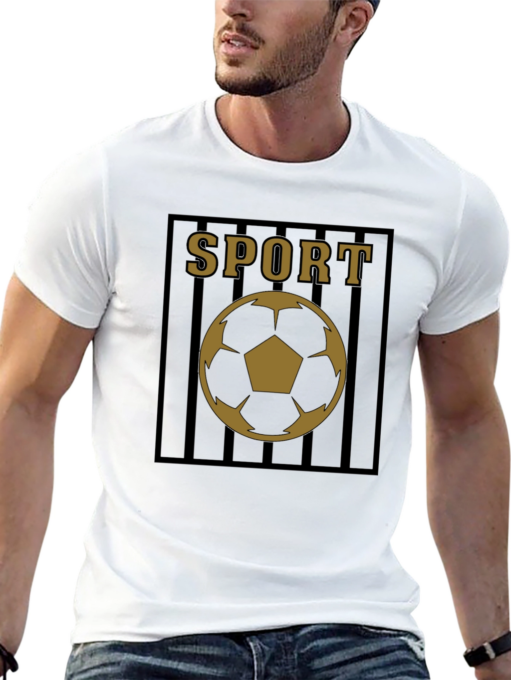 Mens Black Sport Soccer Graphic Tee