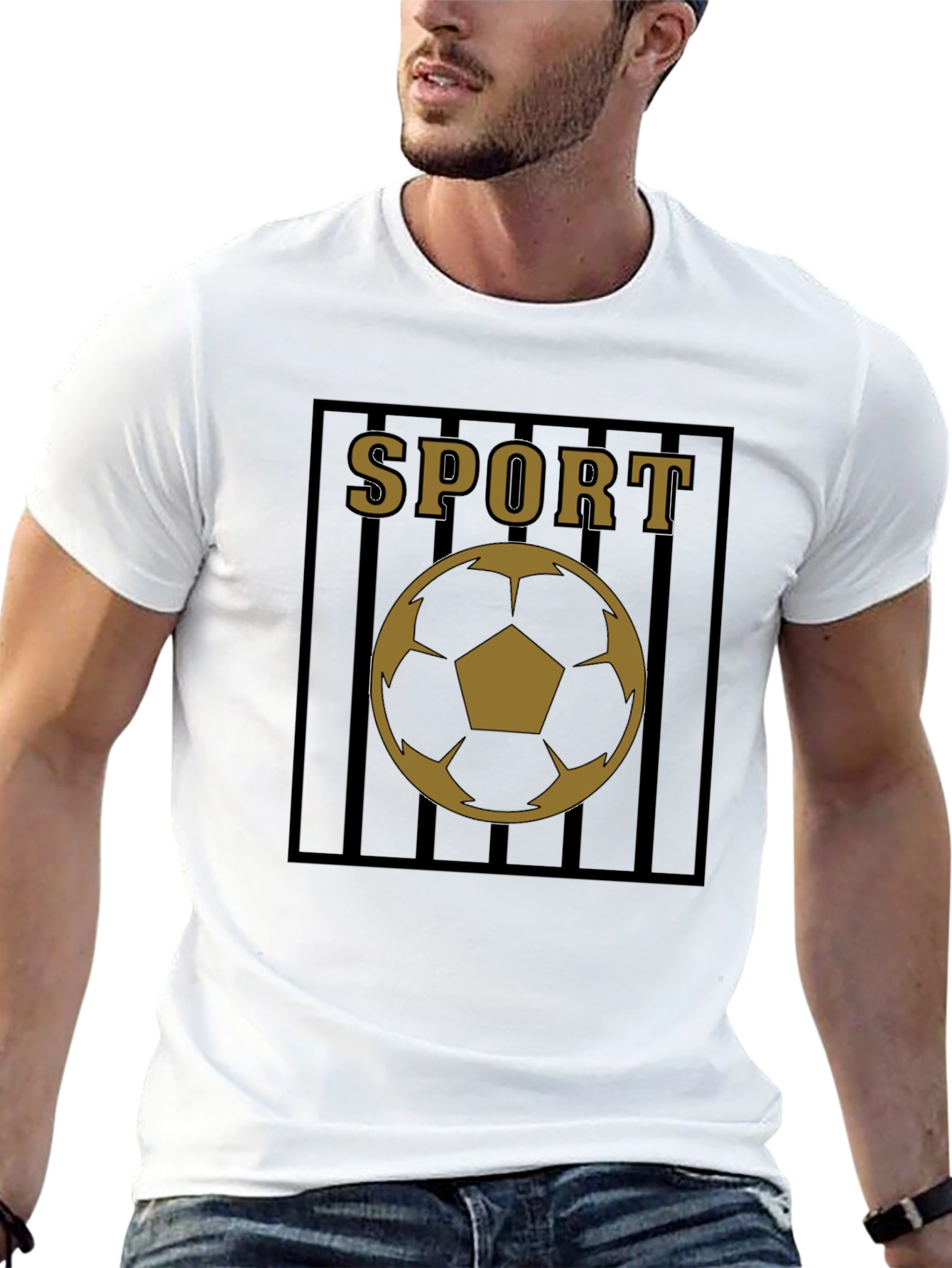 Mens Black Sport Soccer Graphic Tee