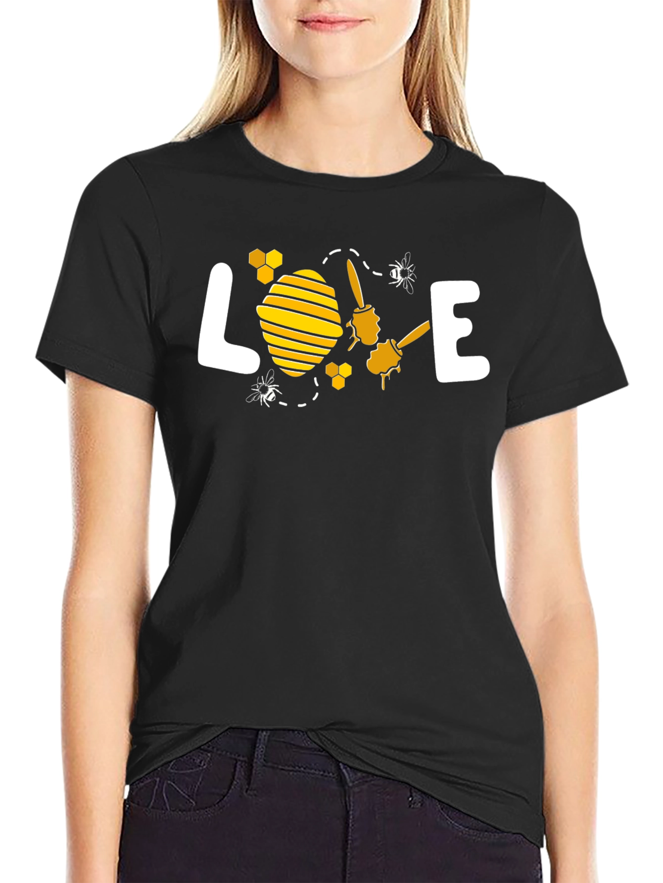 Bee Loved Graphic T-Shirt - Black Cotton Tee