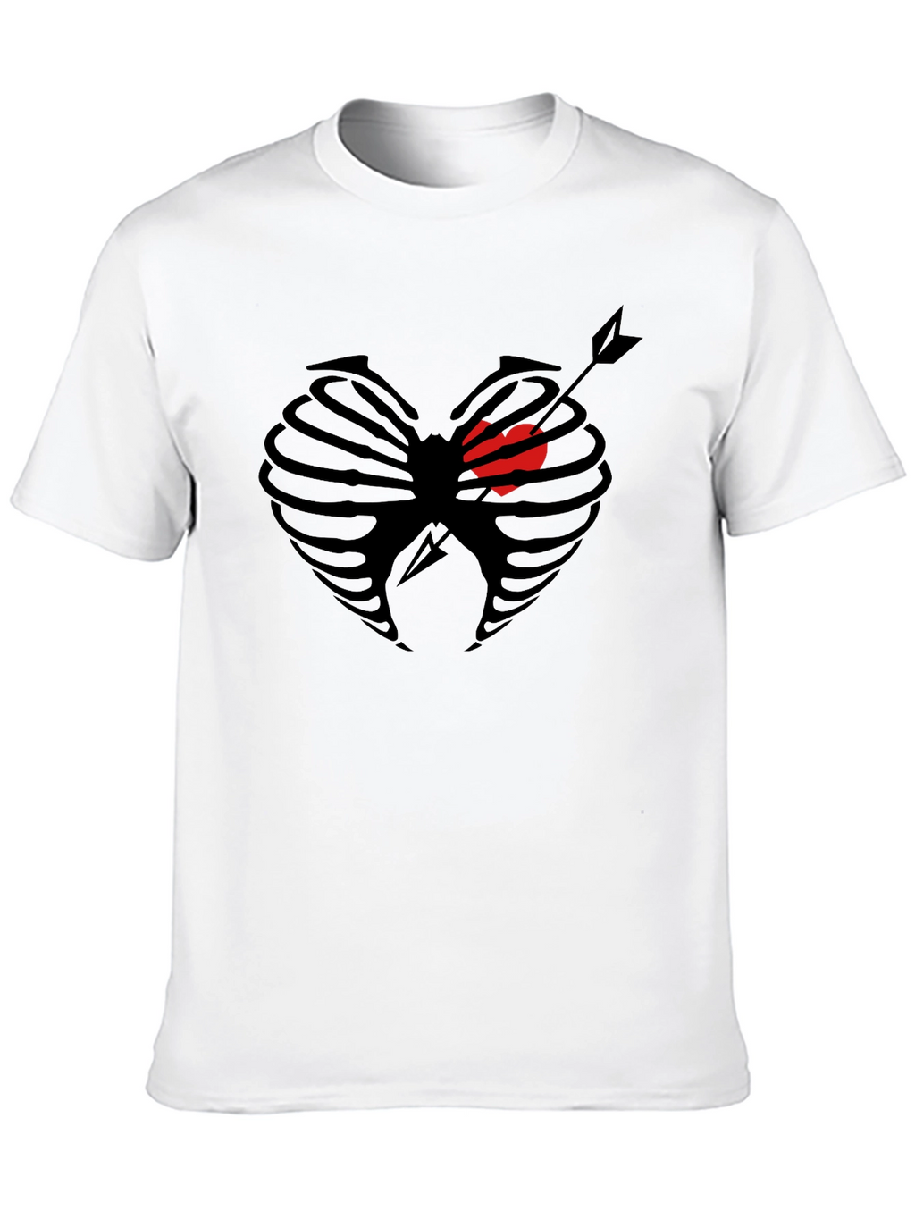 Heart Ribcage Arrow Graphic Tee - Black Cotton T-Shirt
