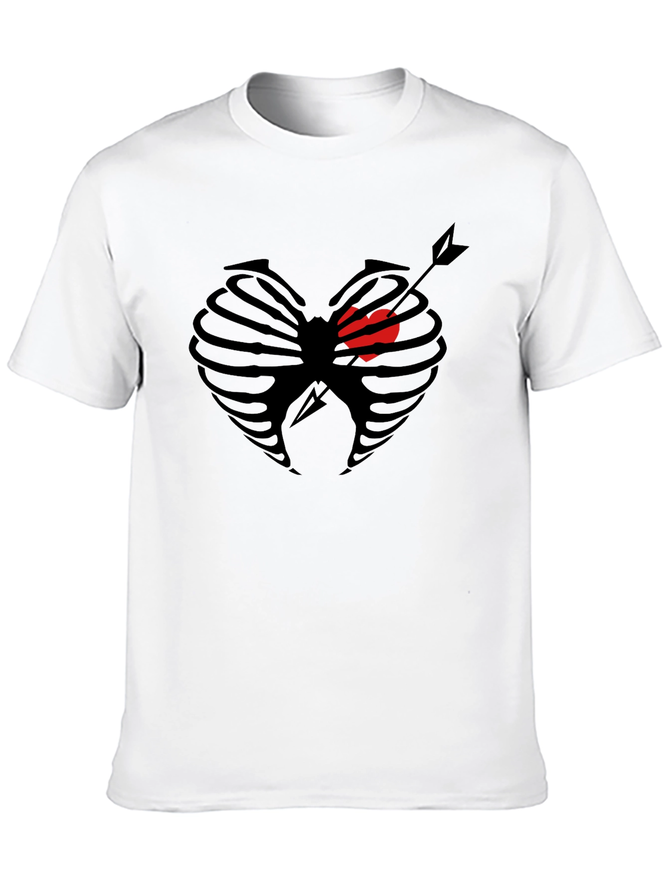 Heart Ribcage Arrow Graphic Tee - Black Cotton T-Shirt