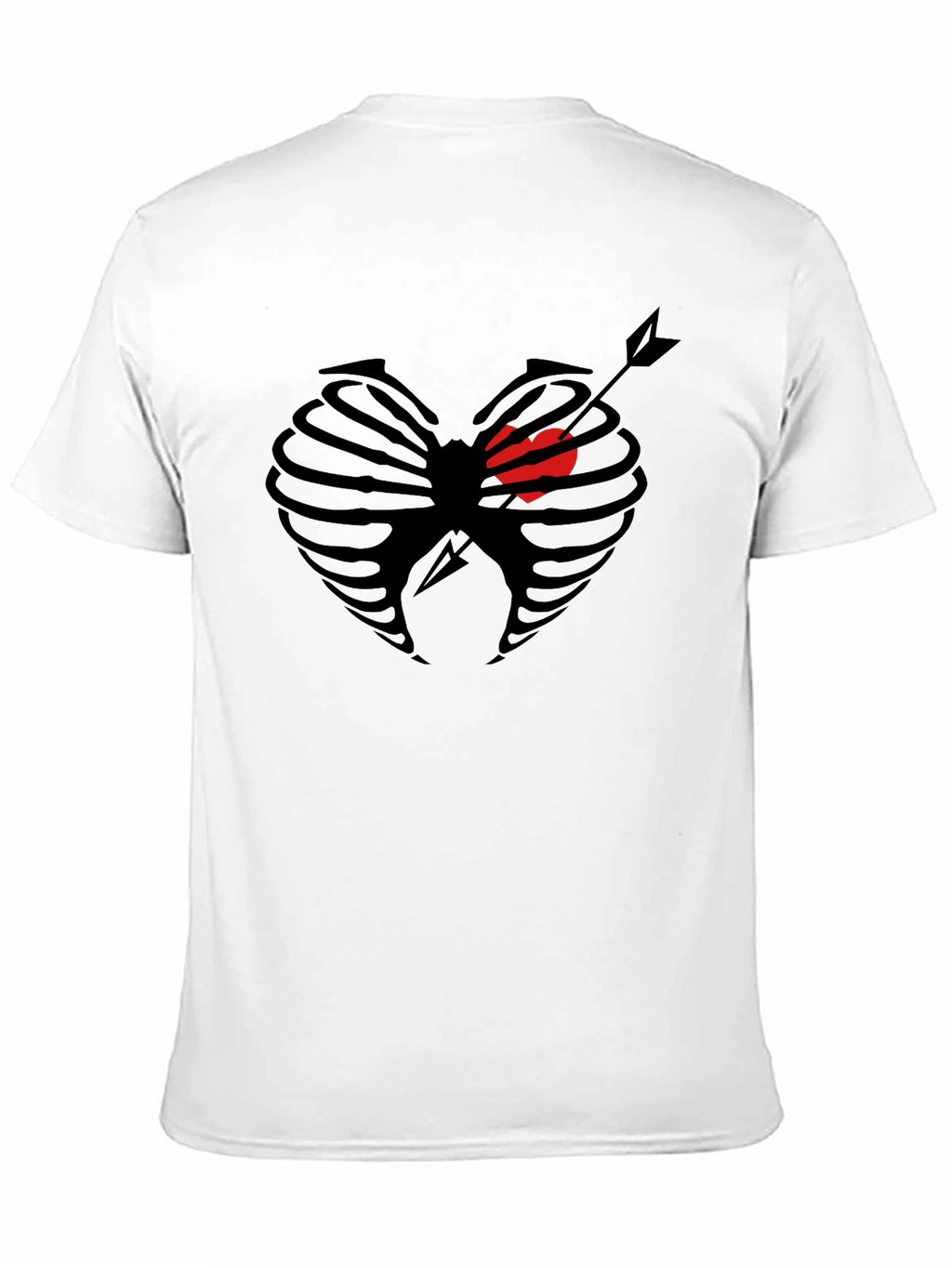 Heart Ribcage Arrow Graphic Tee - Black Cotton T-Shirt