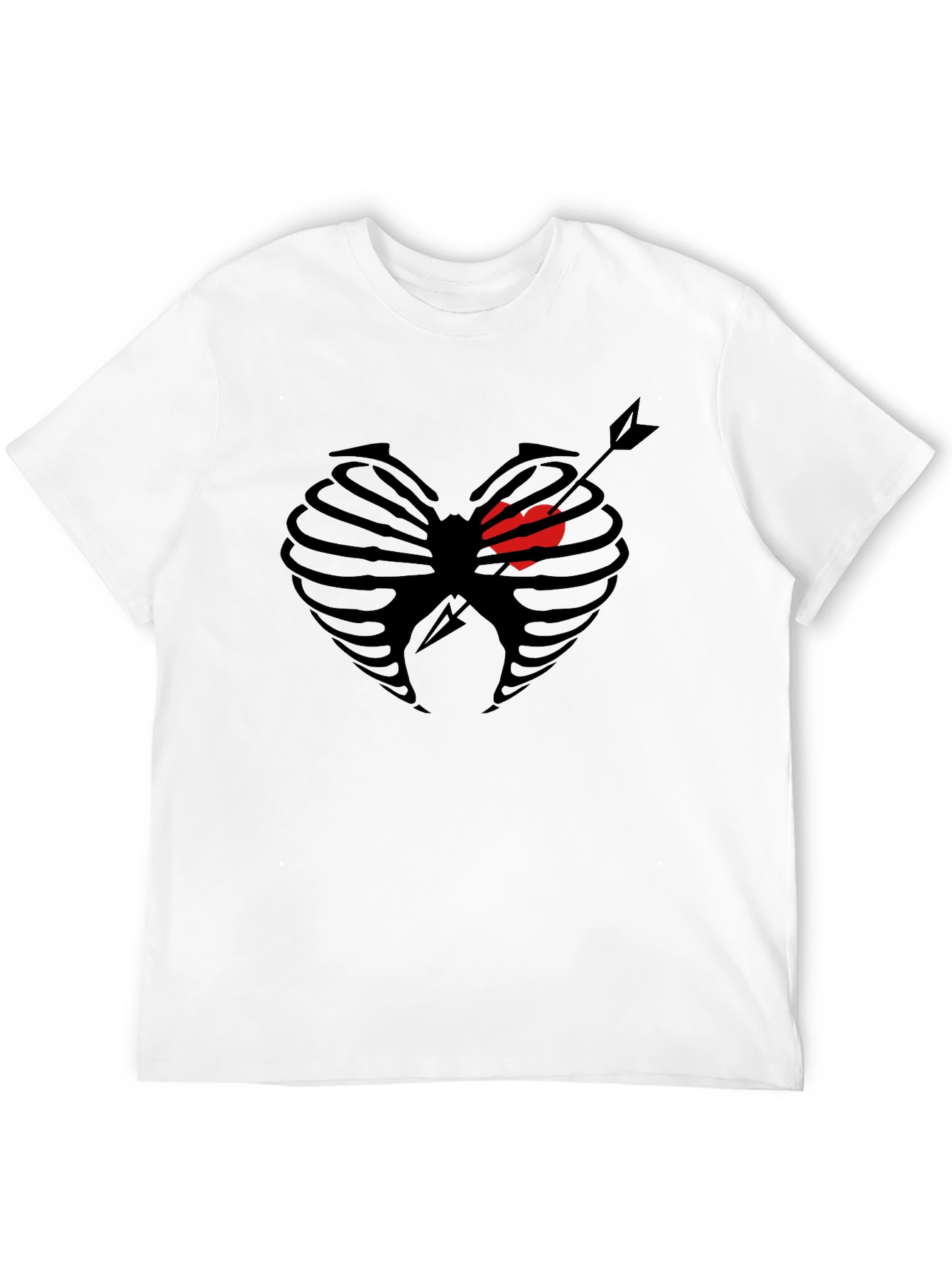 Heart Ribcage Arrow Graphic Tee - Black Cotton T-Shirt