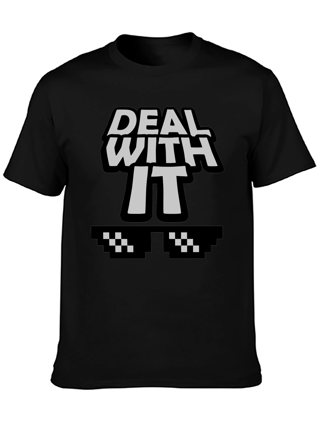 Deal With It Graphic Tee - Cool Pixel Sunglasses
