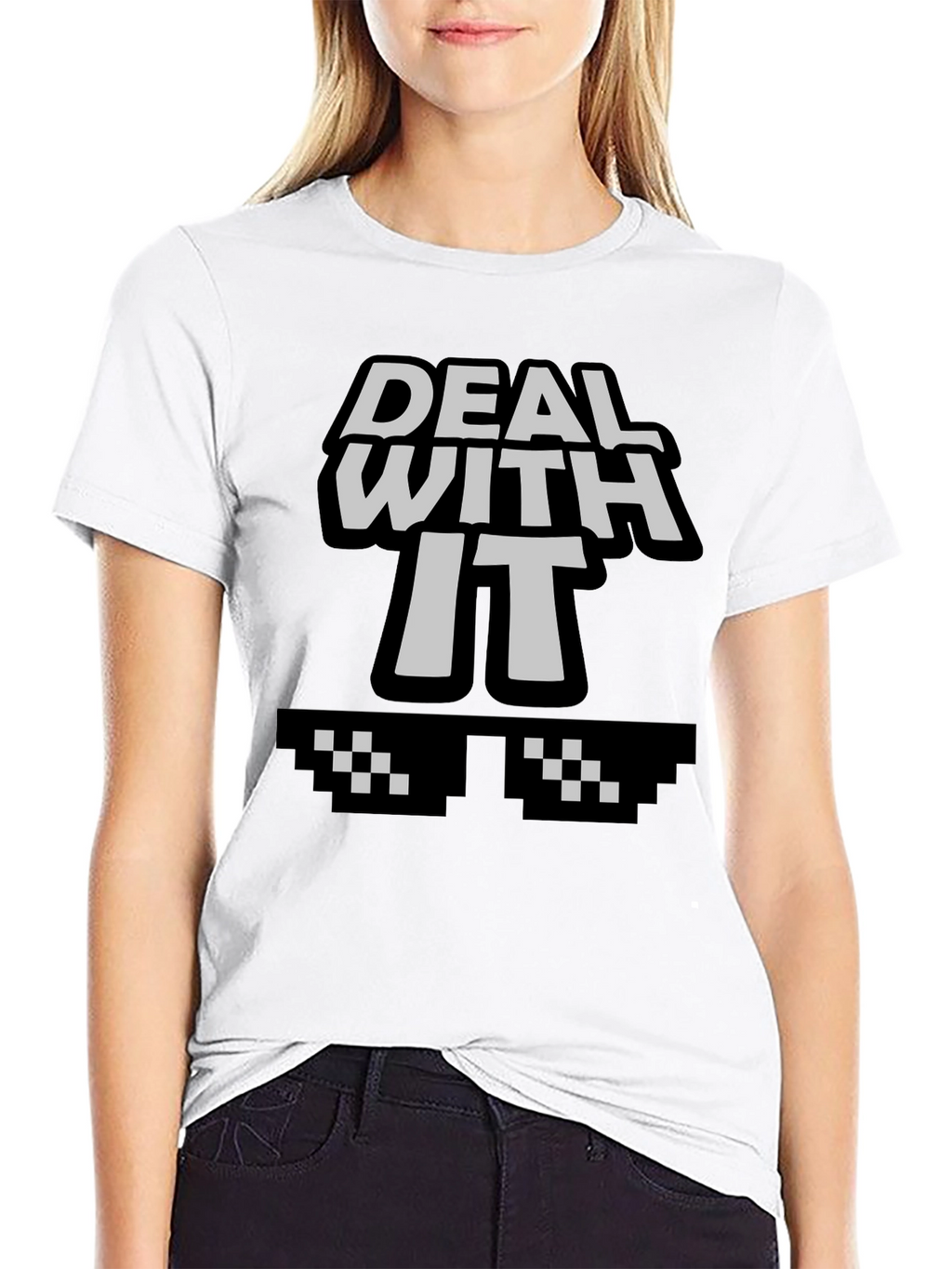 Deal With It Graphic Tee - Cool Pixel Sunglasses