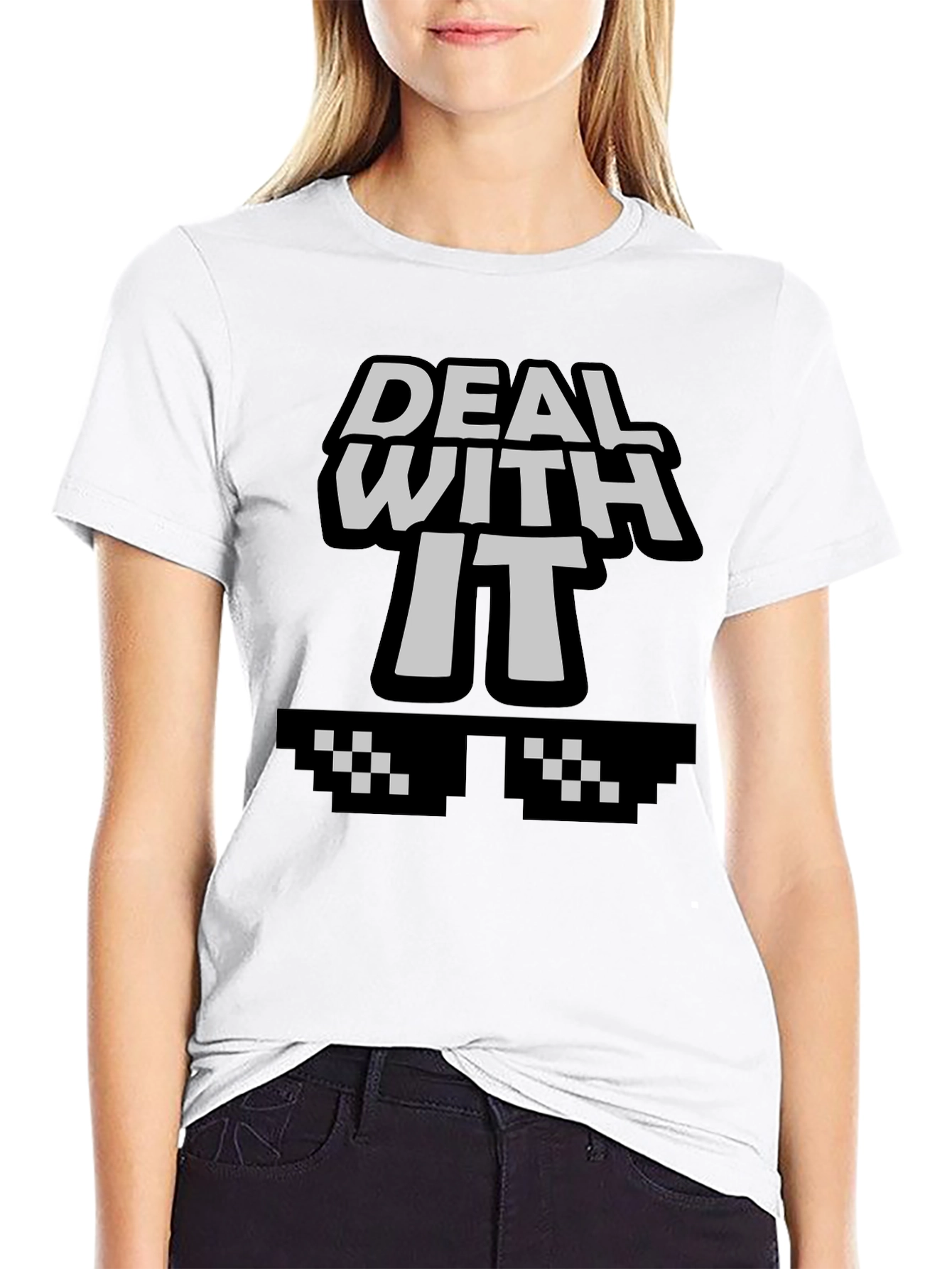 Deal With It Graphic Tee - Cool Pixel Sunglasses