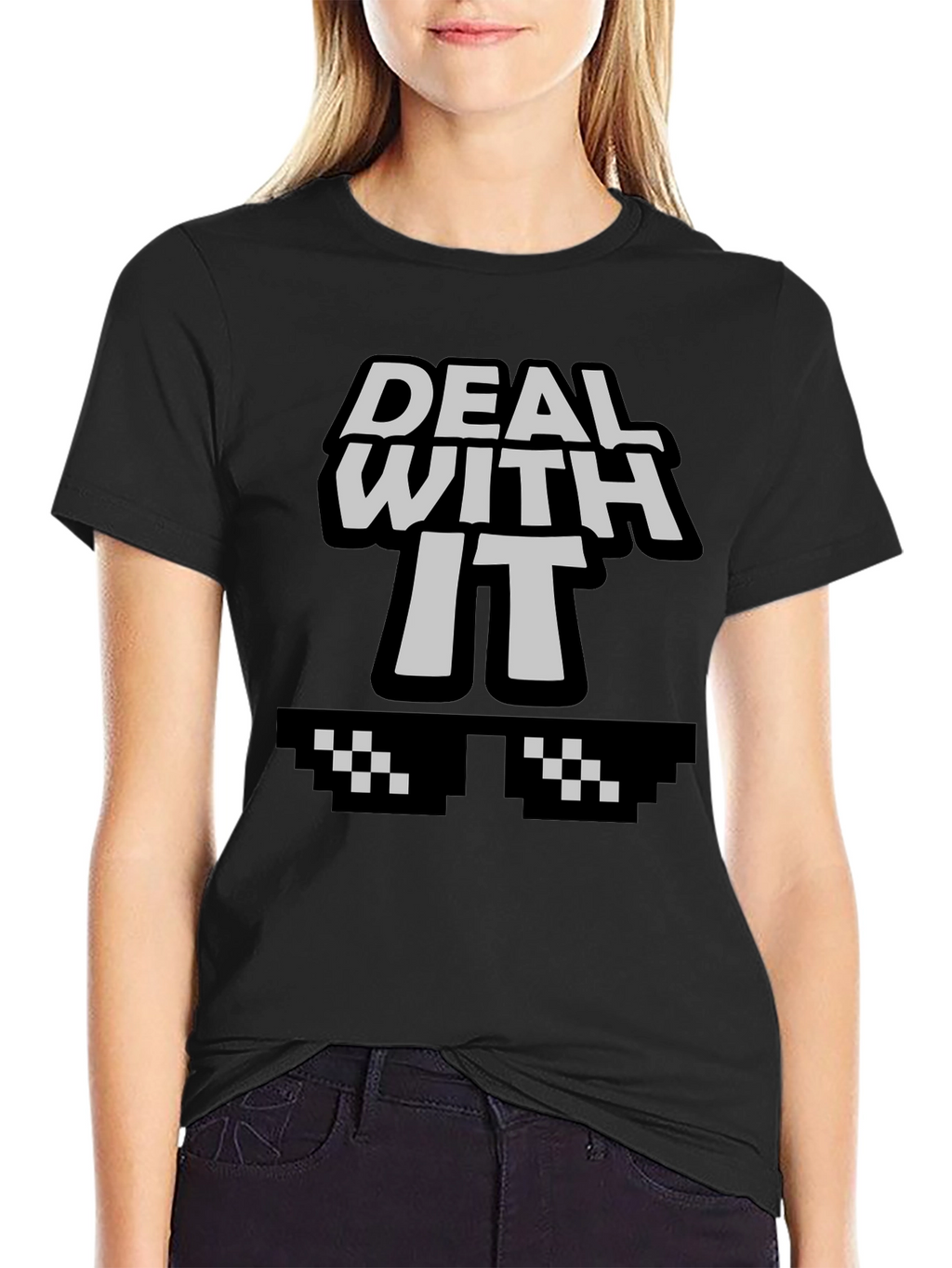 Deal With It Graphic Tee - Cool Pixel Sunglasses