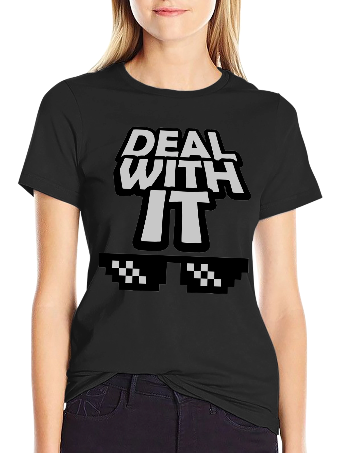 Deal With It Graphic Tee - Cool Pixel Sunglasses