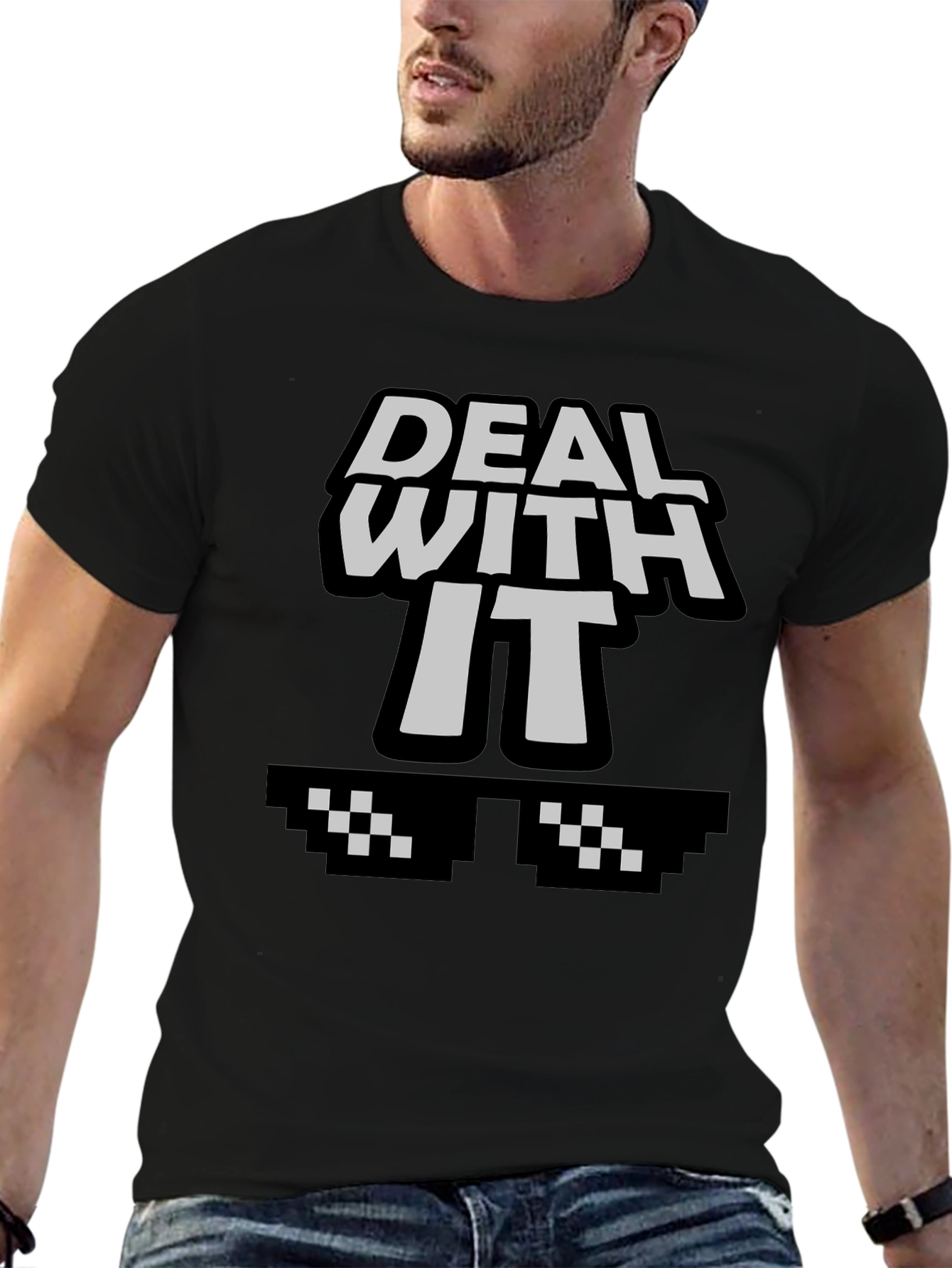 Deal With It Graphic Tee - Cool Pixel Sunglasses