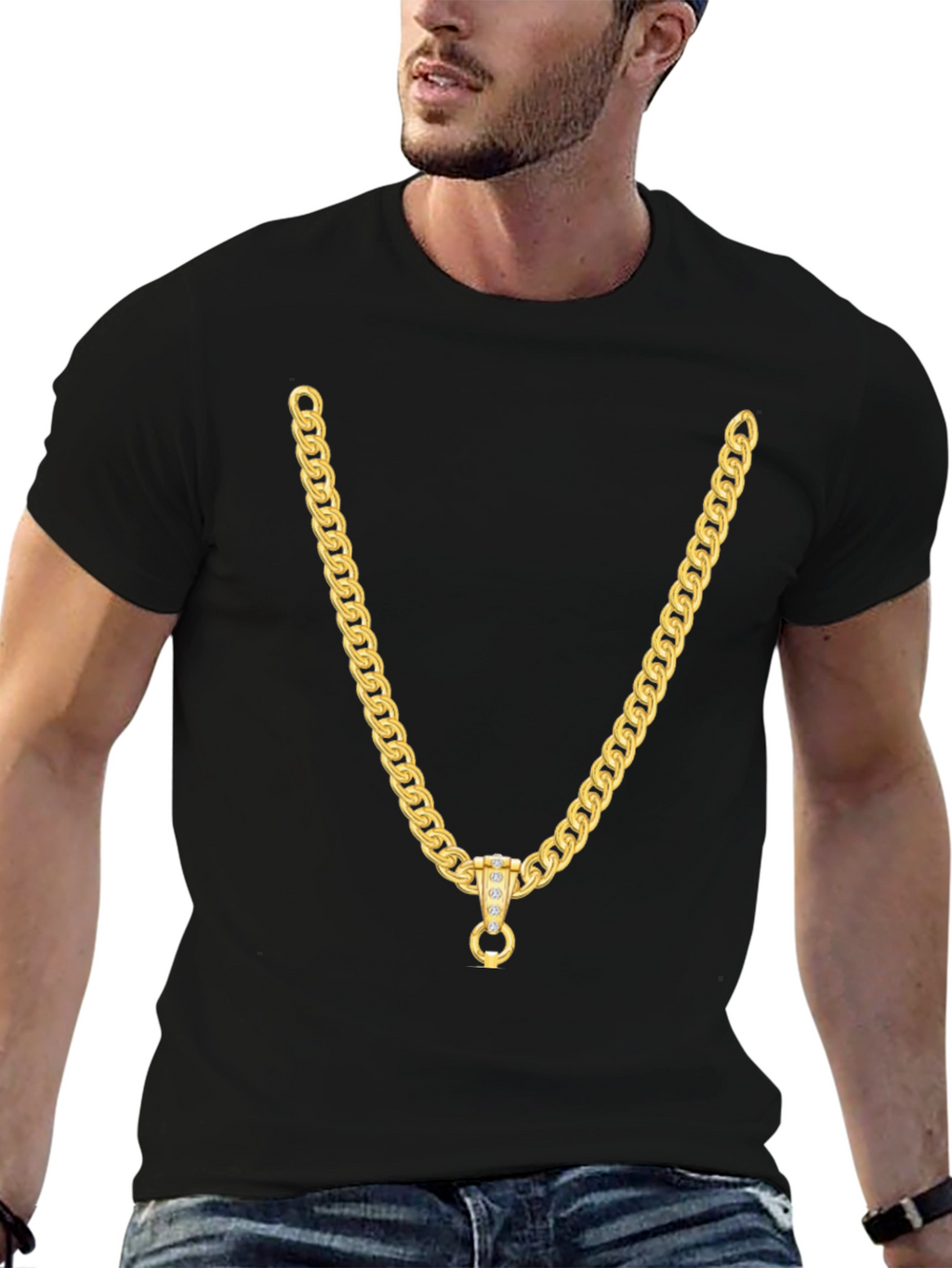 Gold Chain Graphic Tee - Stylish Casual Wear