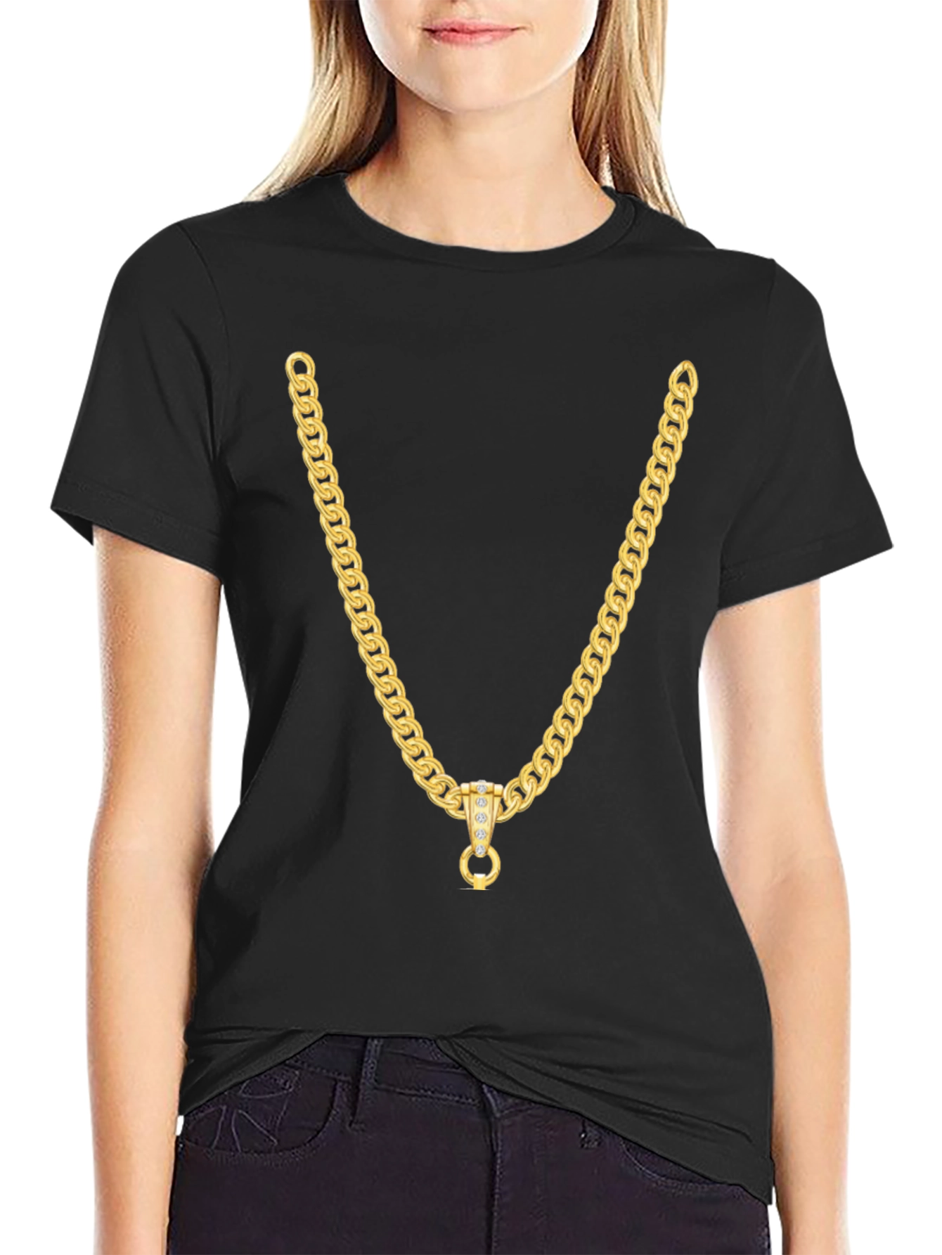 Gold Chain Graphic Tee - Stylish Casual Wear