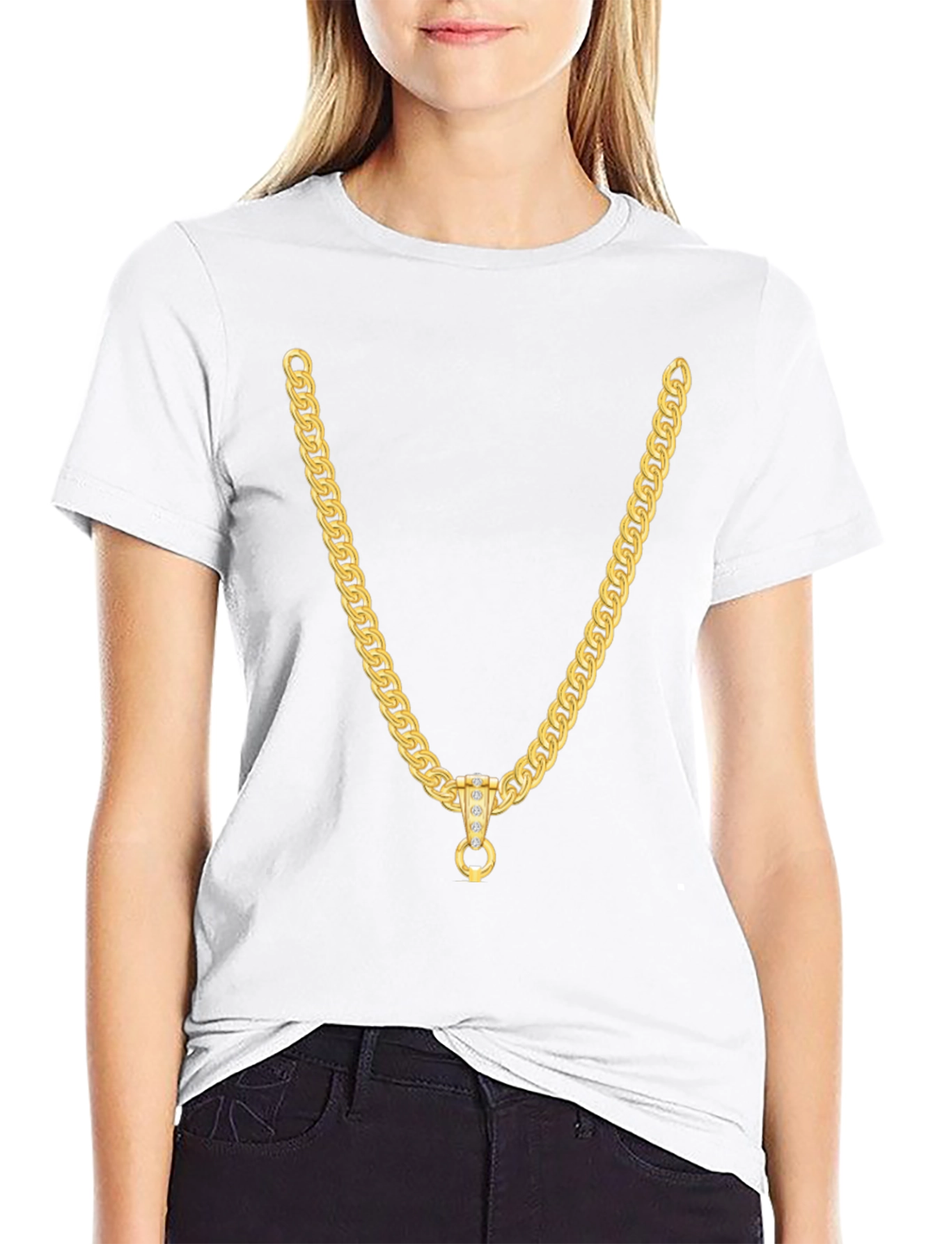 Gold Chain Graphic Tee - Stylish Casual Wear