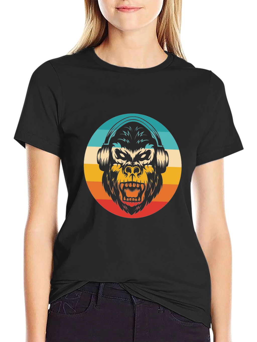 Retro Gorilla Headphones Graphic Tee